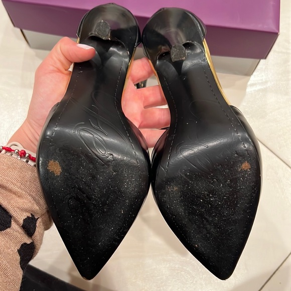 Black & Gold ankle strap heels - Picture 4 of 7